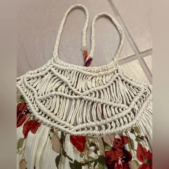 Volcom “SHELLO DRESS”
macramé top spaghetti straps ruffle hem floral boho L - Picture 10 of 15